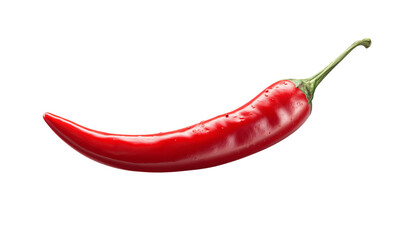 Single Red Chili Pepper with Water Droplets isolated on a transparent background