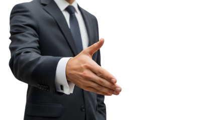 Businessman offering handshake isolated on transparent background