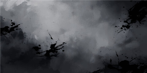 Dark, abstract night sky with spooky bats, fog, and white clouds, a perfect grunge Halloween background