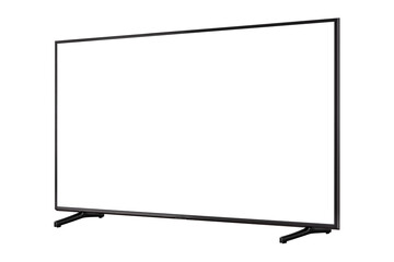 Modern premium smart TV with blank screen, isolated on transparent PNG. High quality studio shot. Concept for technology, business, finance, advertising, public relations and lifestyle themes.