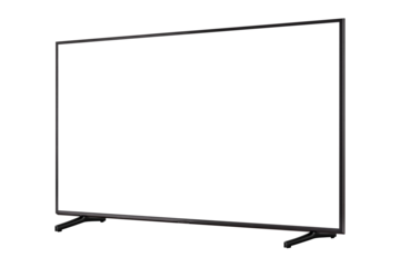 Modern premium smart TV with blank screen, isolated on transparent PNG. High quality studio shot. Concept for technology, business, finance, advertising, public relations and lifestyle themes.