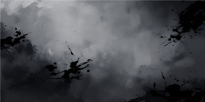 Dark, abstract night sky with spooky bats, fog, and white clouds, a perfect grunge Halloween background
