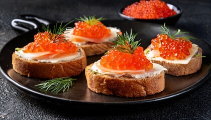 sandwiches with salmon and caviar