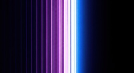 Abstract vertical glowing light streaks of purple and blue against a dark background creating a futuristic digital or technological effect