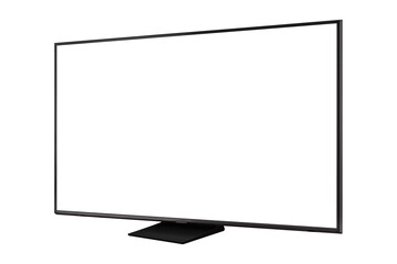 Modern premium smart TV with blank screen, isolated on transparent PNG. High quality studio shot. Concept for technology, business, finance, advertising, public relations and lifestyle themes.