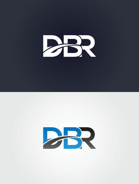 D B R logo design with vector template white and blue black color variations letter typography