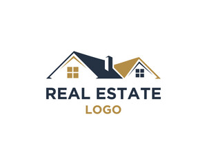 House Roofs with Real Estate Logo Text vector template