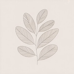 Minimalist  Leaves on Beige Background	

