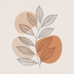 Minimalist  Leaves on Beige Background	
