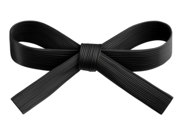 Karate black belt displayed on a transparent background signifying martial arts achievement and dedication to discipline in training