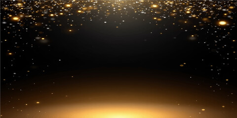 Naklejka premium Bright Christmas light design of golden stars on a blue particle winter night backdrop