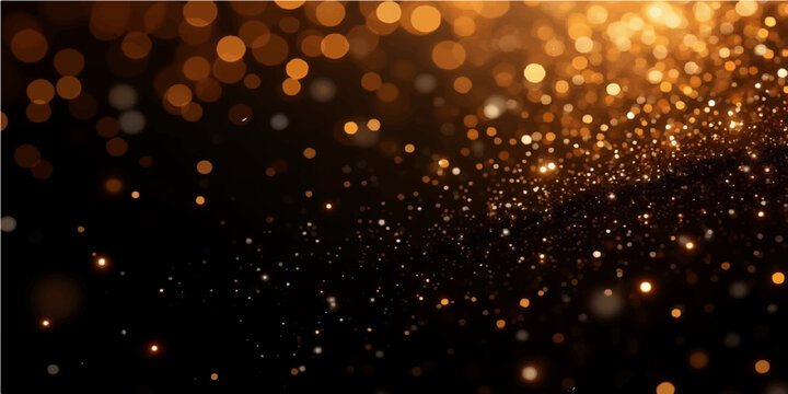 Bright, golden Christmas tree lights with sparkling bokeh create a glowing holiday backdrop