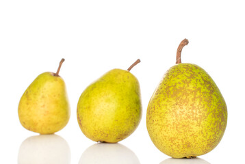 Sweet pear on white background, macro.
