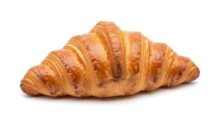 Golden Croissant Pastry Isolated on White Background