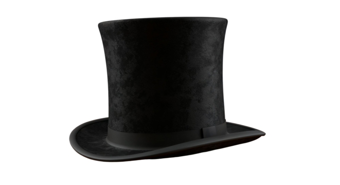 black top hat isolated png transparent background.