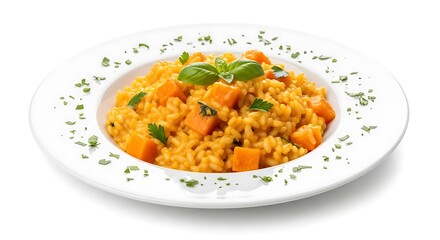 Creamy Pumpkin Risotto with Fresh Basil Garnish