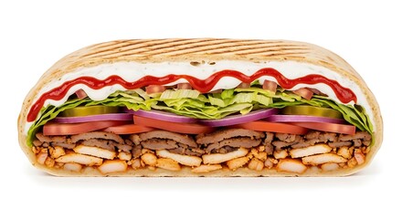 Delicious Shawarma Sandwich Packed with Meat and Fresh Vegetables