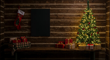 christmas tree with presents.