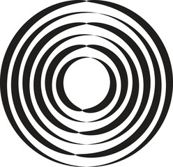 black thick halftone dotted circle speed lines. Abstract geometric shape motion. Design elements for frames, tattoos, web pages, prints, posters, and templates. Technology round Logo. Sunburst. Vector