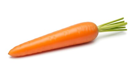 Fresh Orange Carrot with Green Stems Isolated on White Background