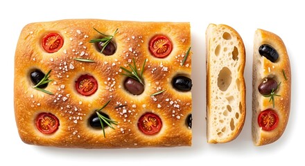 Delicious Focaccia Bread with Tomatoes, Olives, and Rosemary