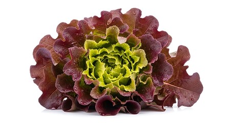 Fresh Red Leaf Lettuce with Water Droplets