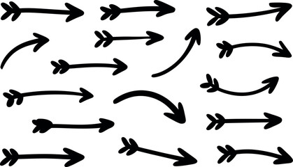 Collection of creative and simple hand drawn arrow vector shapes