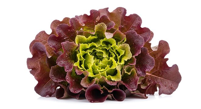 Fresh Red Leaf Lettuce with Water Droplets