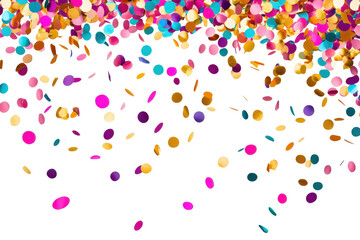Festive colorful confetti falling from above creates a joyful atmosphere for celebrations and events