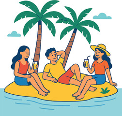 Young Travelers Enjoying Vacation On Small Tropical Island