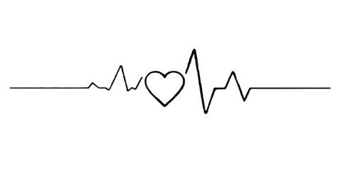 The ECG graph shows a medical illustration of a heartbeat pulse wave on a monitor, representing life and health in cardiology