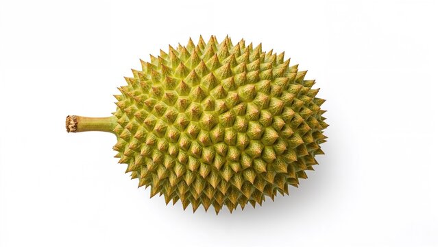 Durian fruit with spiky exterior isolated on white background. - Powered by Adobe