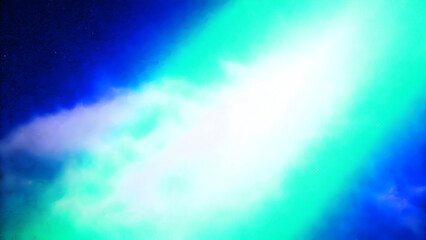Radiant light beam with glowing cyan and white mist over dark blue background for abstract design