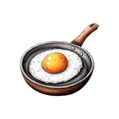 egg on frying pan hand drawn vector illustration