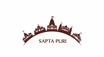 Naklejka premium Harmonious silhouette vector illustration depicting various ancient Indian temple structures, representing sacred pilgrimage destinations and rich cultural heritage