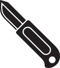 Black Silhouette of a Pocket Knife on White Background Keywords: knife, pocket knife, blade, tool, cutting, sharp, object, silhouette, black and white, isolated, graphic, icon, symbol, utility