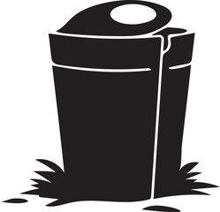 Black Silhouette of a Tall Glass with a Lid and Straw on a White Background drink beverage