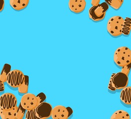 cookie biscuit seamless pattern  background cute breakfast cartoon style illustration
