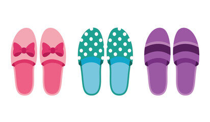 Cute indoor slippers with bows, polka dots, and stripes in pink, blue, and purple for comfort and style