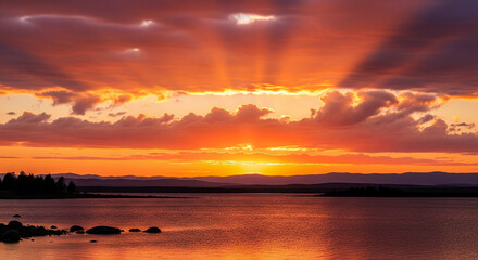 Naklejka premium sunset with beautiful and charming clouds