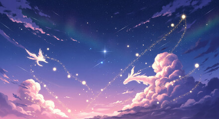 colorful clouds with a beautiful background of stars in outer space