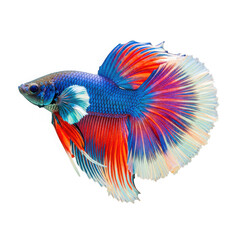 Fototapeta premium Colorful betta fish with flowing fins isolated on transparent background