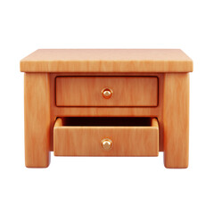 3D Render of Wooden Nightstand with Two Drawers