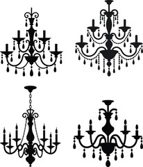 Luxury Chandelier Silhouette Vector Set