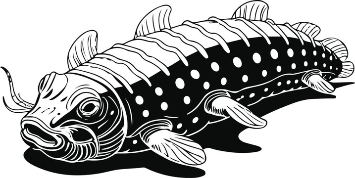 Giant sea cucumber (Holothuria atra) line drawing, thick and thin outline mix, white background, realistic shape but simplified details, eco-friendly seafood concept illustration 3