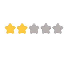 2 out of 5 stars rating illustration on transparent background. 

