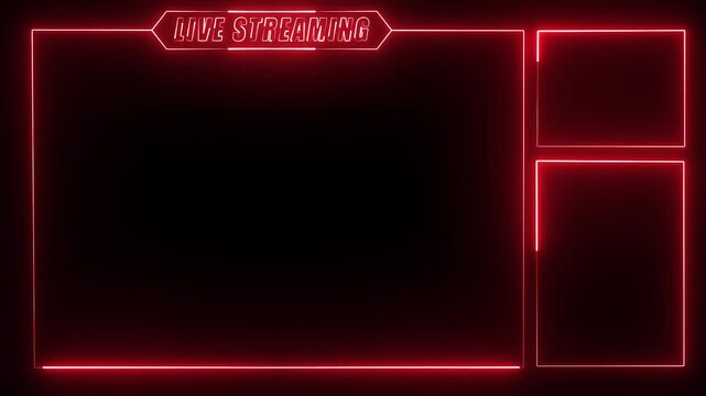 Live streaming Frame - animated red neon frame with live streaming text for gaming templates