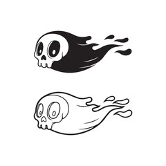 Funny cartoon skull icon with playful design elements