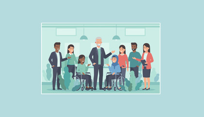 Diverse business team meeting in an inclusive office setting collaboration and equality