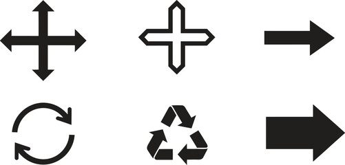 Obraz premium Simple Black and White Vector Icons Set for Web Design or Apps